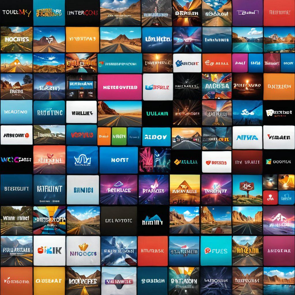 A visually engaging collage of various adult video platform interfaces, showcasing premium content options with vibrant thumbnails, payment buttons, and user reviews. Include a landscape background symbolizing a digital terrain with pathways leading to different platforms, emphasizing navigation. The color palette should reflect a mix of sophistication and modern digital aesthetics. super-realistic. vibrant colors. 3D.